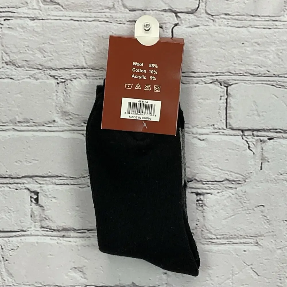 Max Adams Lamb Wool Socks Men's Size 10-13 Black Gray Argyle 2 Pair Casual Comfy